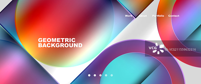 明亮多彩的方块与圆形元素图片素材