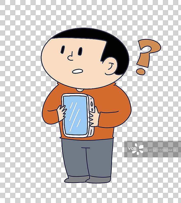 拿着手机疑问的人物图片素材