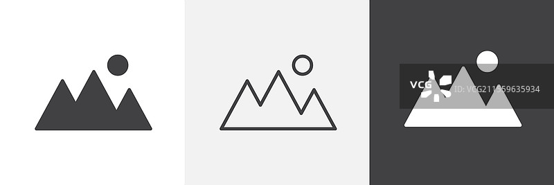 山脉图标集合，适用于用户界面设计图片素材