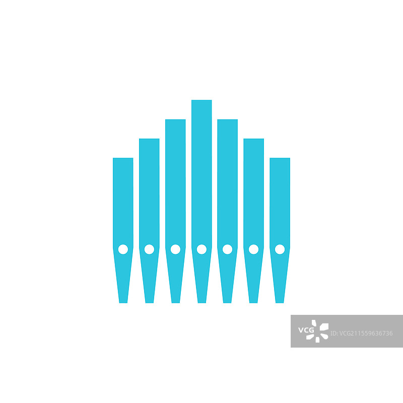 蓝色的管风琴管孤立在白色背景上图片素材