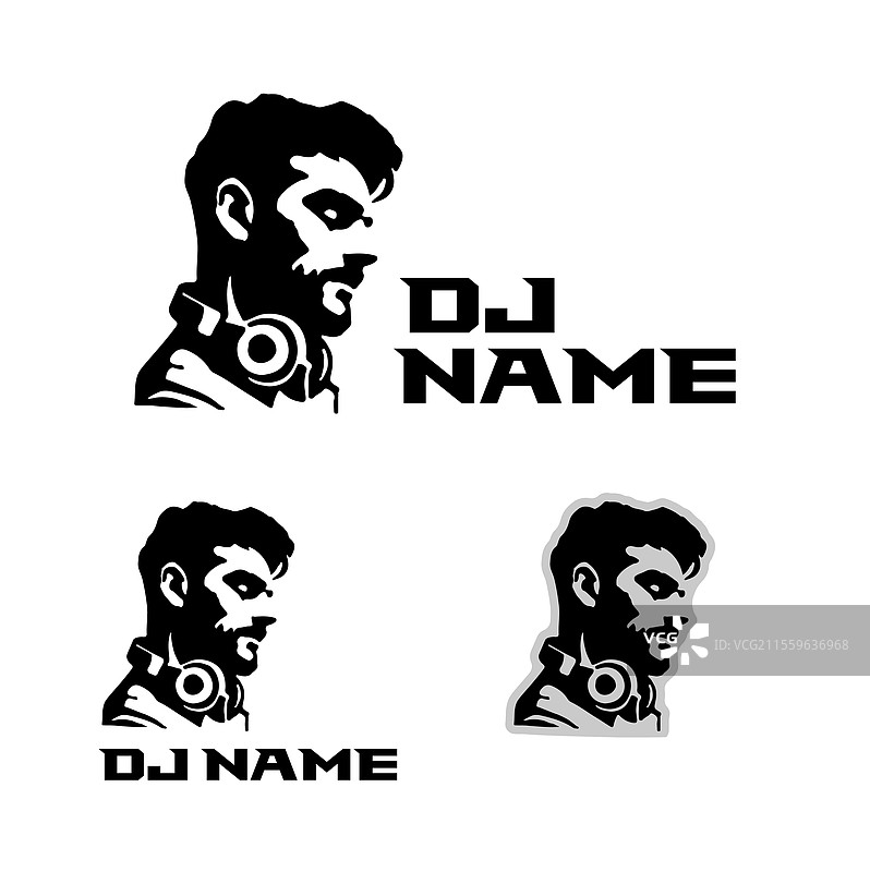 严肃的DJ模板肖像标志图片素材