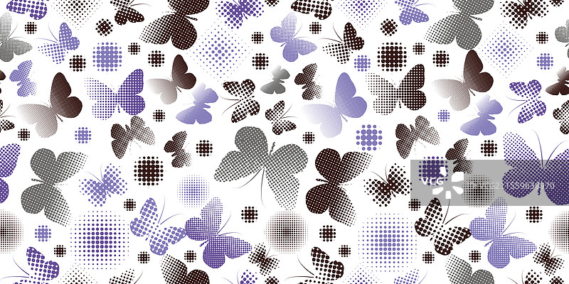 无缝背景蝴蝶半色调手绘图片素材