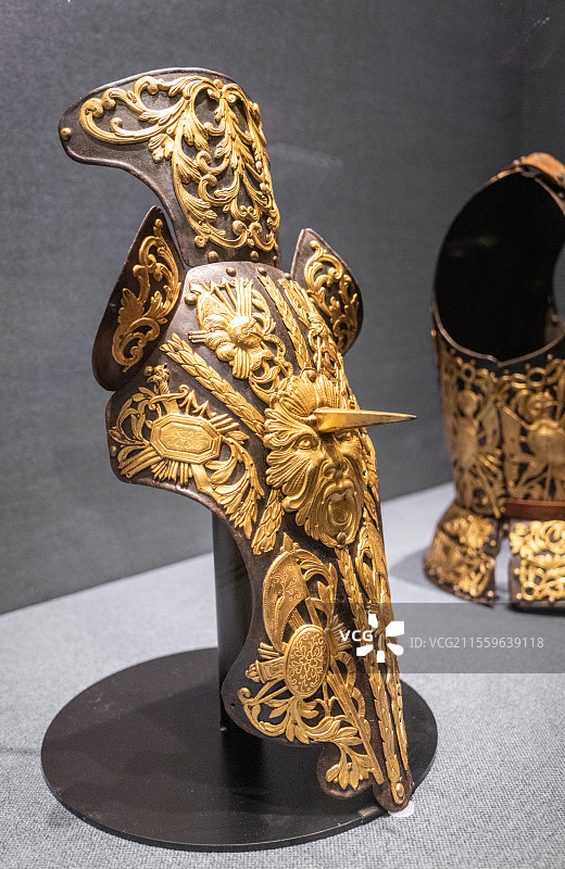 意大利都灵王宫博物馆 欧洲骑士盔甲与文化展 马面甲图片素材