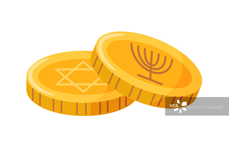 带有犹太符号大卫之星的光明节硬币图片素材