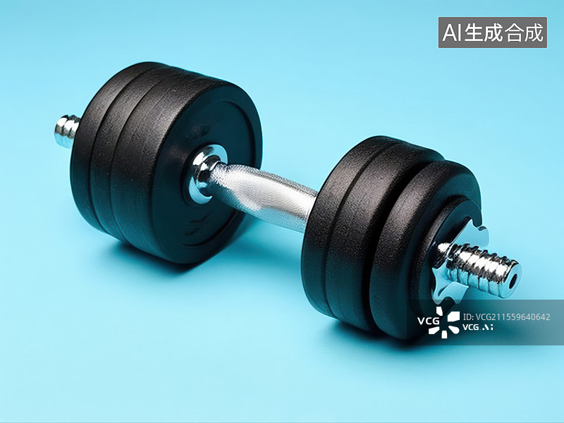 【AI数字艺术】蓝调哑铃：简约健身器械特写图片素材