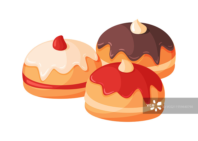 犹太传统的平面风格甜甜圈图片素材