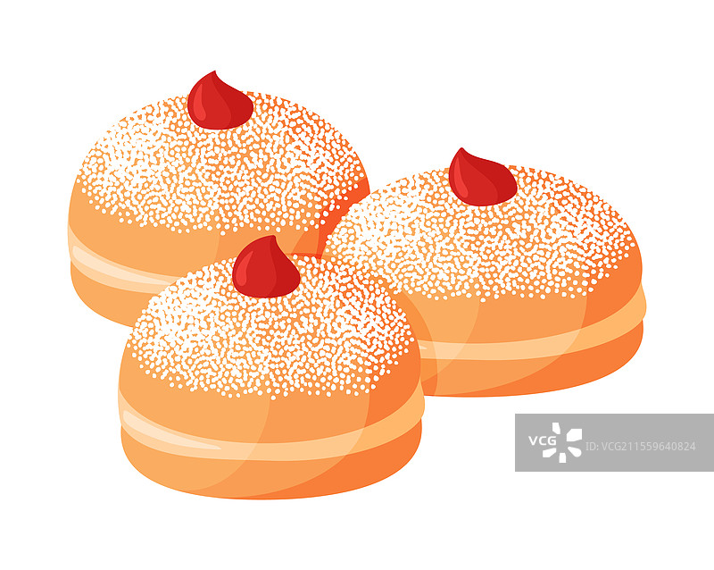 犹太传统的平面风格甜甜圈图片素材