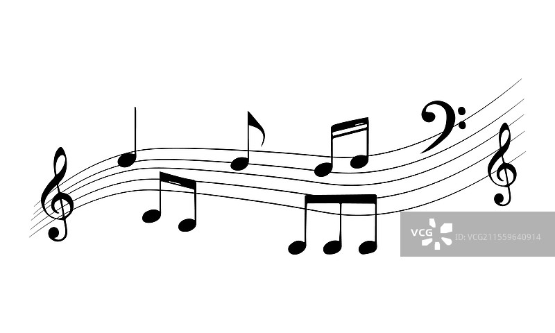 黑色音符符号集，孤立的音乐音符图片素材