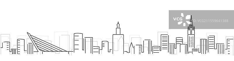 塞维利亚简单的黑色线条天际线在白色背景上图片素材