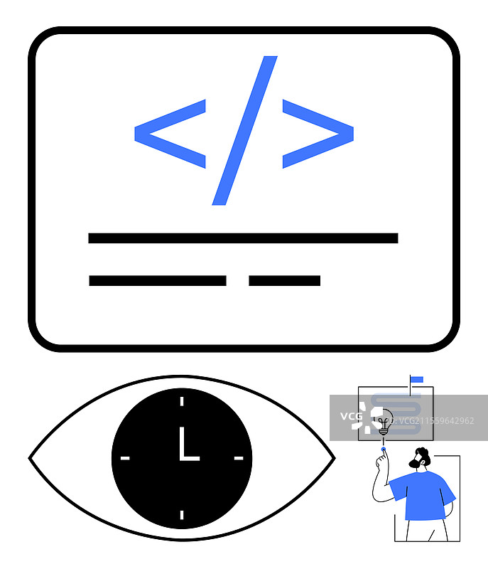 网页开发与编码符号、时钟、眼睛和图片素材