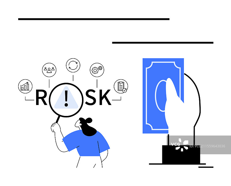风险评估概念与放大镜图片素材