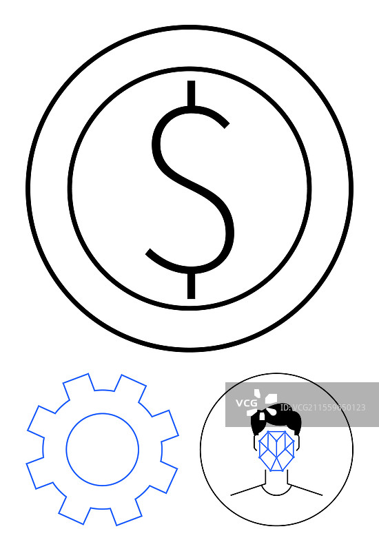货币价值面部识别和设备图片素材