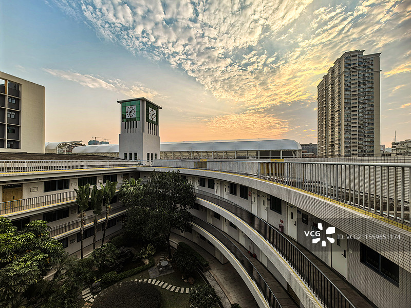 文园中学的朝霞图片素材