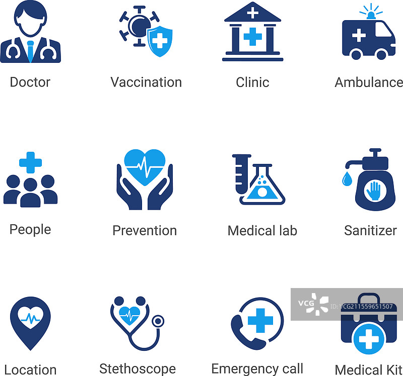 医疗保健剪影图标集图片素材