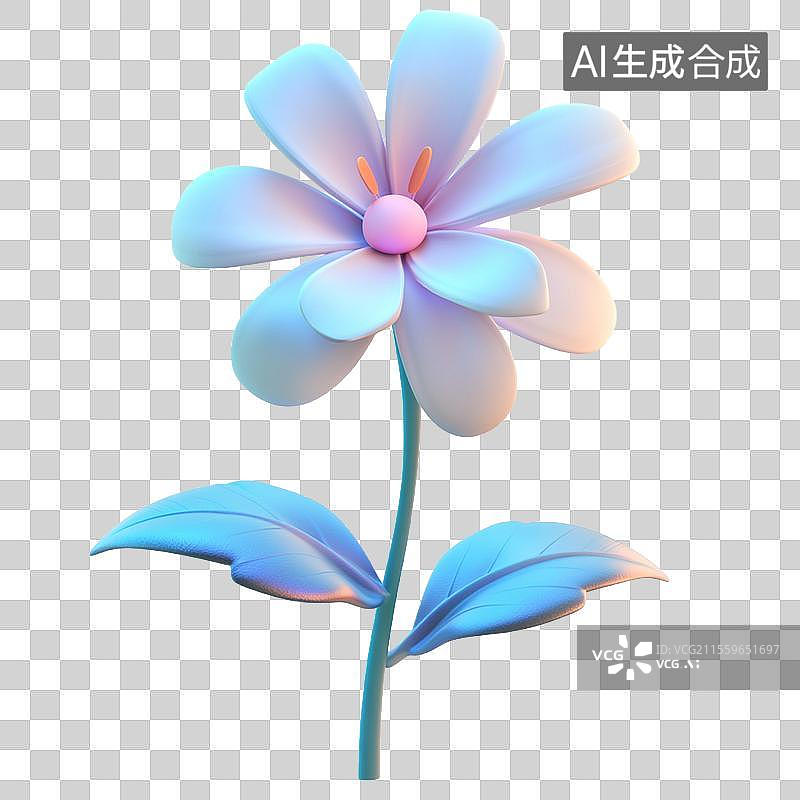 【AI数字艺术】3D免抠元素卡通花图片素材