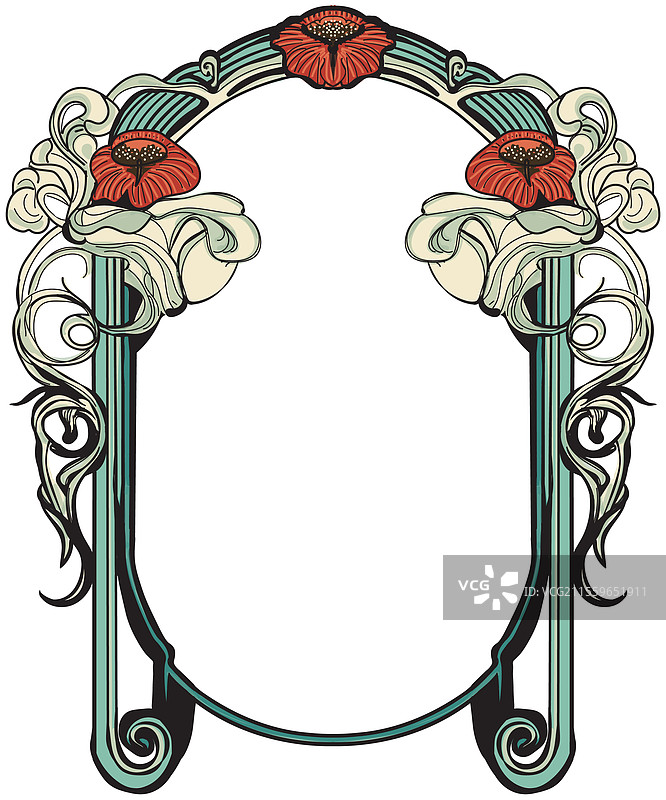 新艺术风格罂粟花框架图片素材