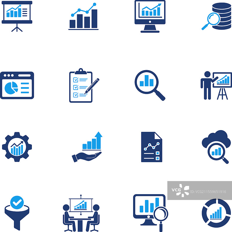 商业数据分析图标集图片素材