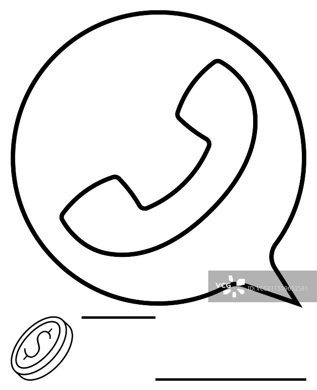 带有硬币图标的电话对话框图片素材