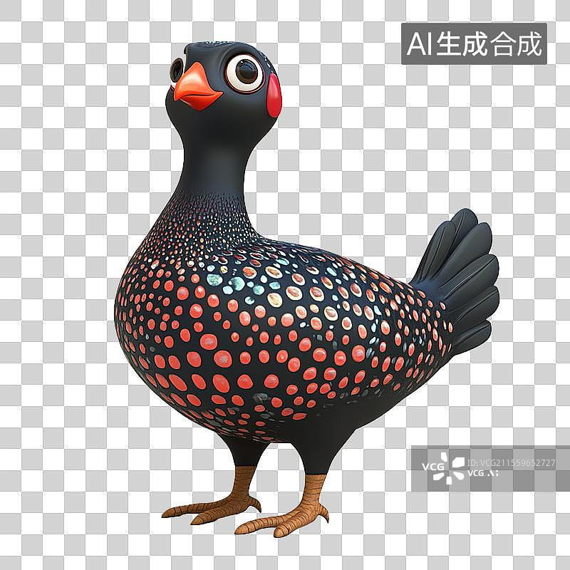 【AI数字艺术】3D免抠元素卡通珠鸡 家禽图片素材