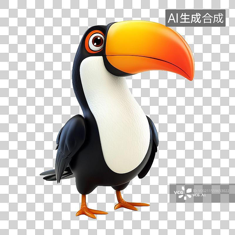 【AI数字艺术】3D免抠元素卡通巨嘴鸟鸟类动物图片素材