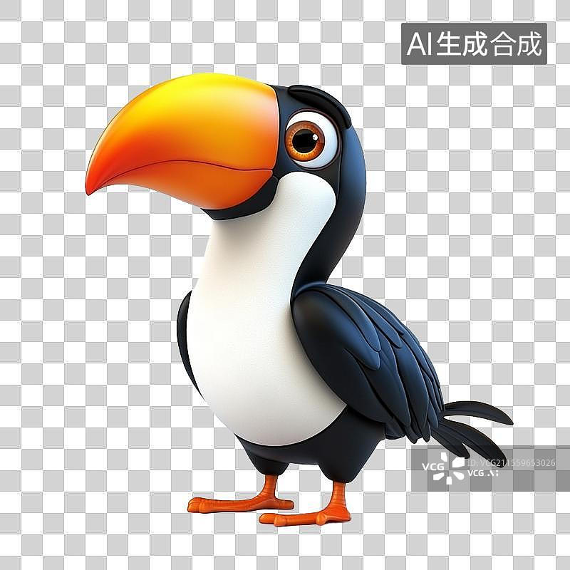 【AI数字艺术】3D免抠元素卡通巨嘴鸟鸟类动物图片素材
