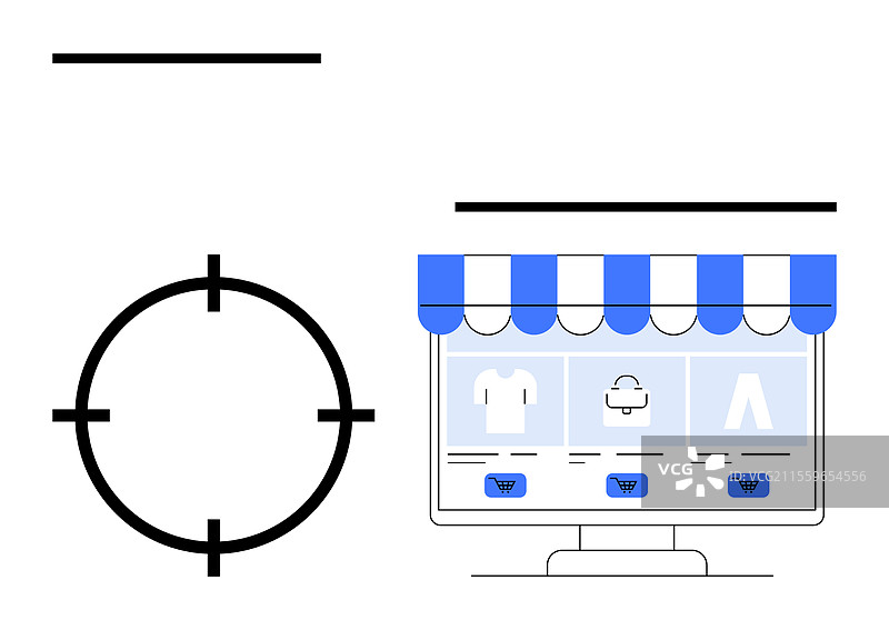 在线购物车和瞄准十字线图片素材