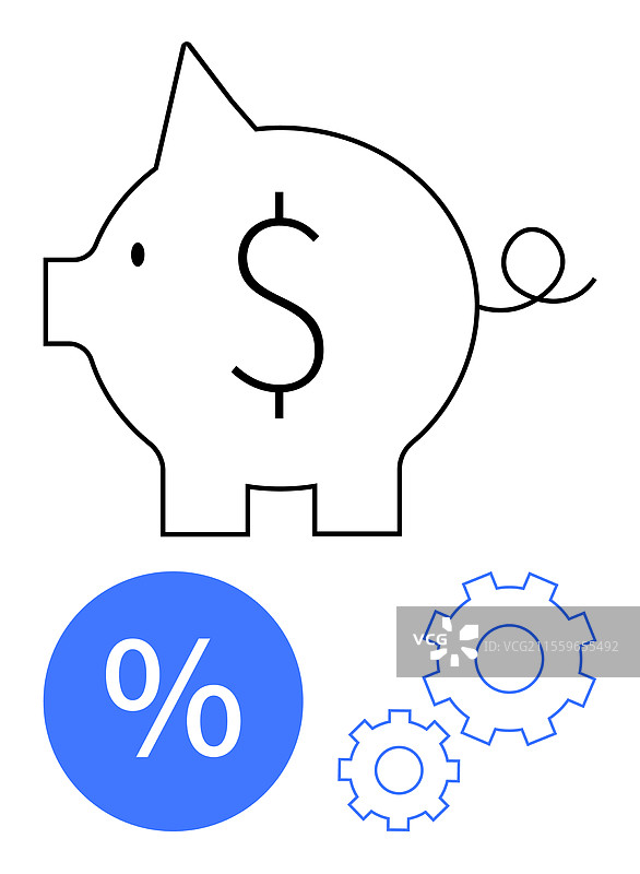 带有美元符号和百分号的储蓄罐图片素材