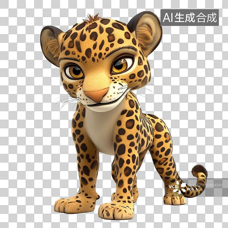 【AI数字艺术】3D免抠元素卡通豹子花豹动物猛兽图片素材