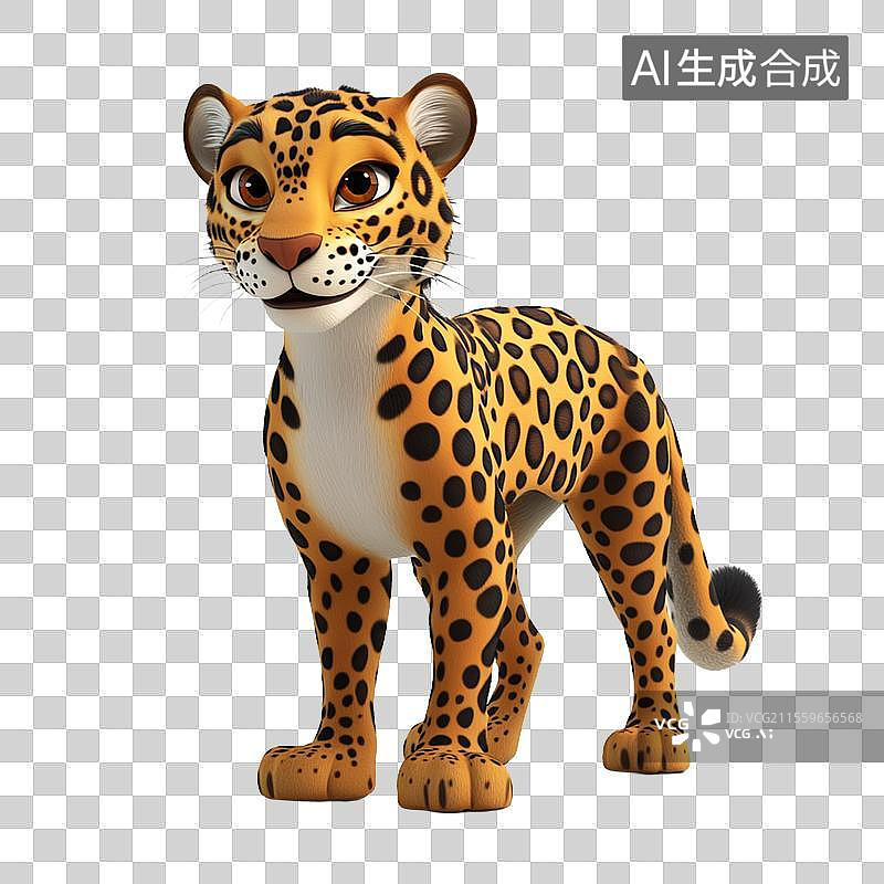 【AI数字艺术】3D免抠元素卡通豹子花豹动物猛兽图片素材