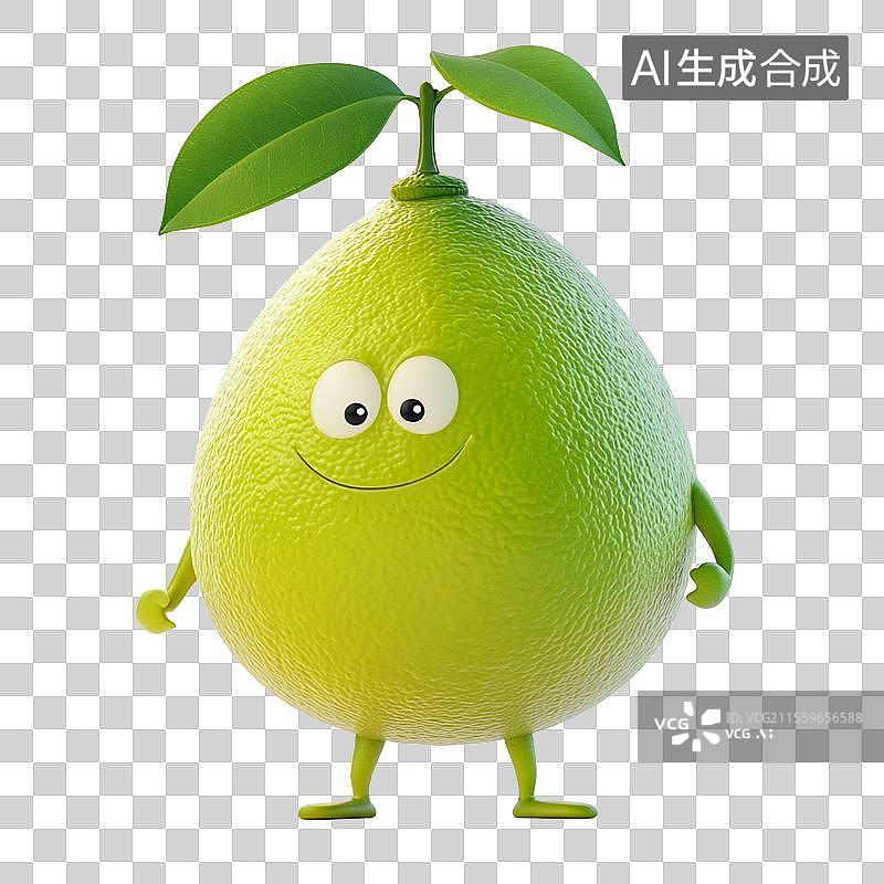 【AI数字艺术】3D免抠元素卡通小青柠图片素材