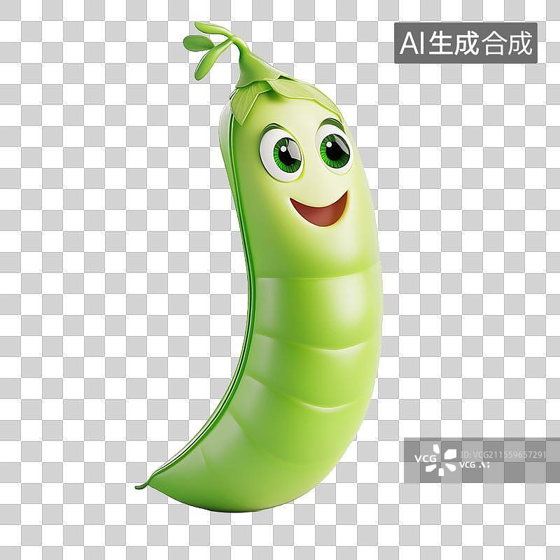 【AI数字艺术】3D免抠元素卡通豌豆豆角图片素材