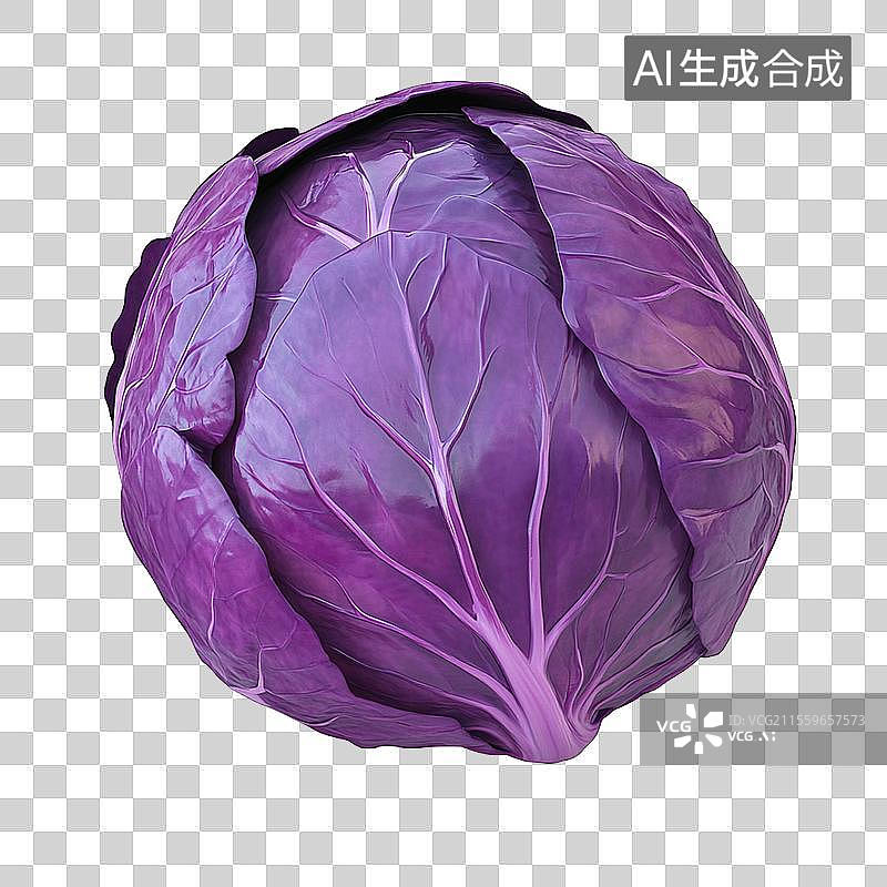 【AI数字艺术】3D免抠元素卡通紫甘蓝蔬菜图片素材