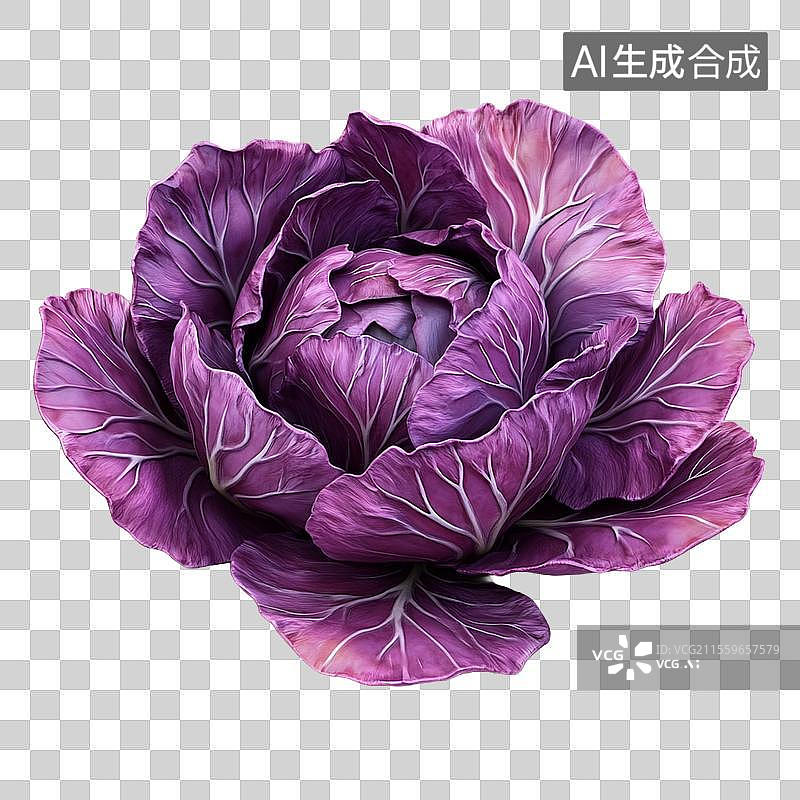 【AI数字艺术】3D免抠元素卡通紫甘蓝蔬菜图片素材