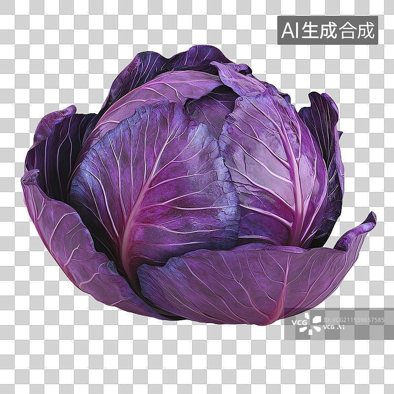 【AI数字艺术】3D免抠元素卡通紫甘蓝蔬菜图片素材