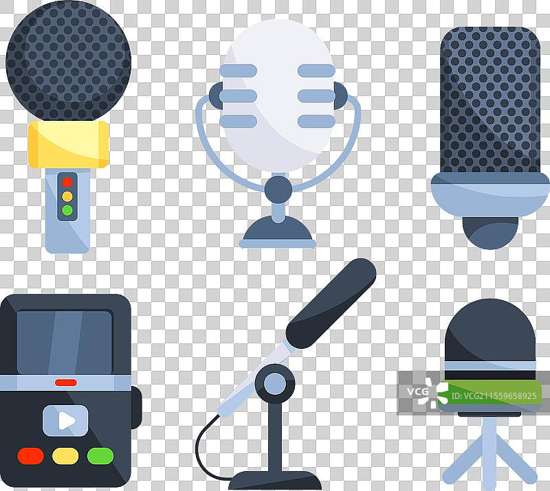 麦克风设置用于音乐或播客录音图片素材