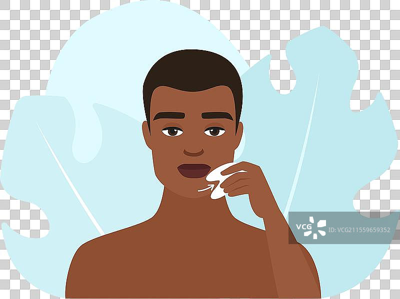 年轻男士在按摩下巴进行面部护肤图片素材