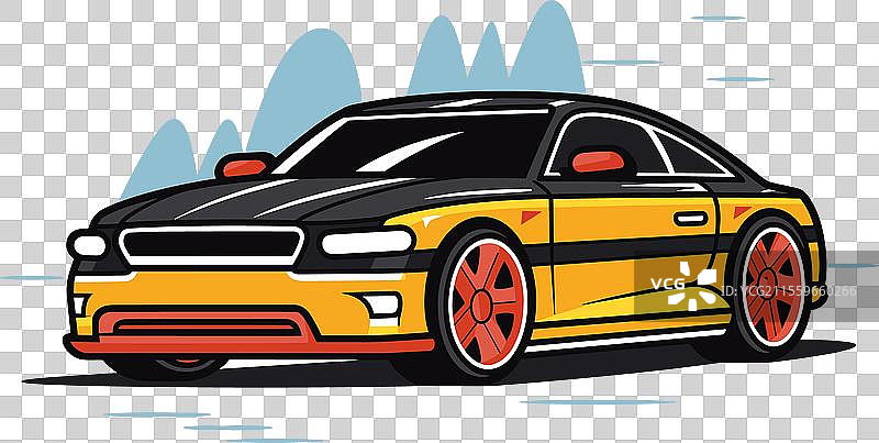 流线型的黄色跑车图片素材