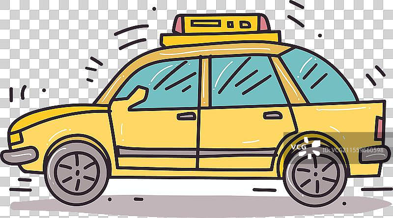 黄色出租车卡通形象震动中图片素材