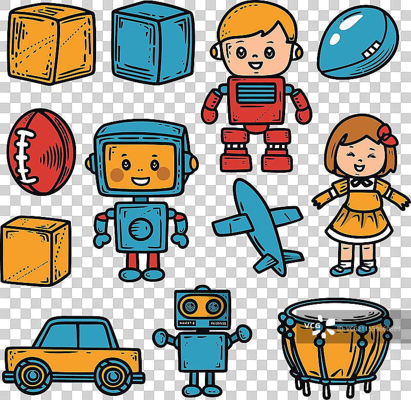 多彩卡通图标集合，包括有趣的元素图片素材