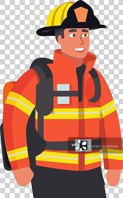 穿着头盔和制服的男性消防员图片素材