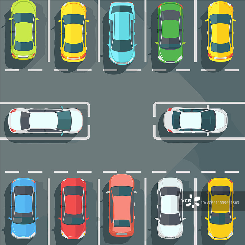 停车场的汽车俯视图图片素材