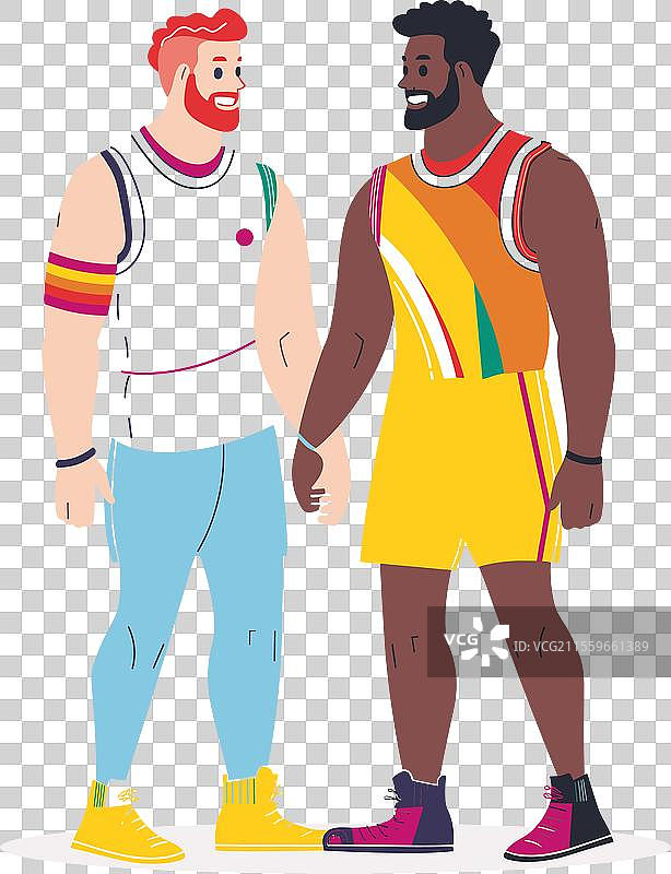 两名快乐互动的不同民族男性图片素材