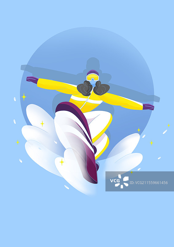 单板滑雪冬季体育运动扁平插画图片素材