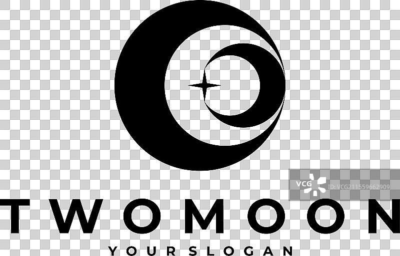 两个月亮星星夜晚标志图标图片素材