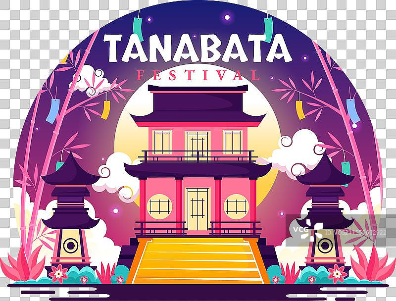 七夕日本节日，人们穿着传统服饰图片素材