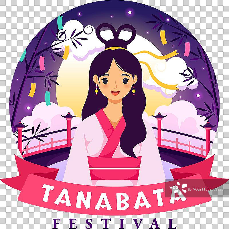 七夕日本节日，人们穿着传统服饰图片素材