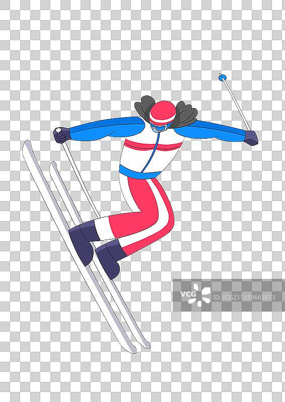 自由式滑雪人物冬季体育运动扁平插画图片素材