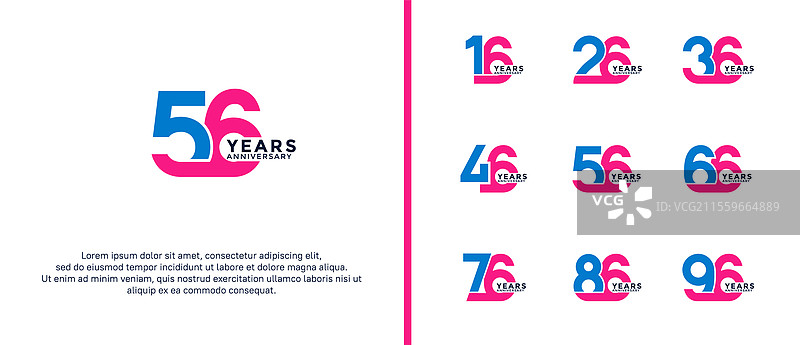 多彩的周年纪念标志设计图片素材