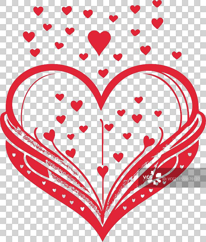 红色涂鸦抽象草图爱心图片素材