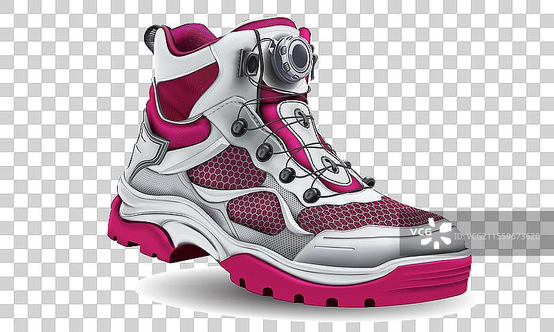 逼真的登山鞋，安全，粉色，白色，橡胶材质图片素材